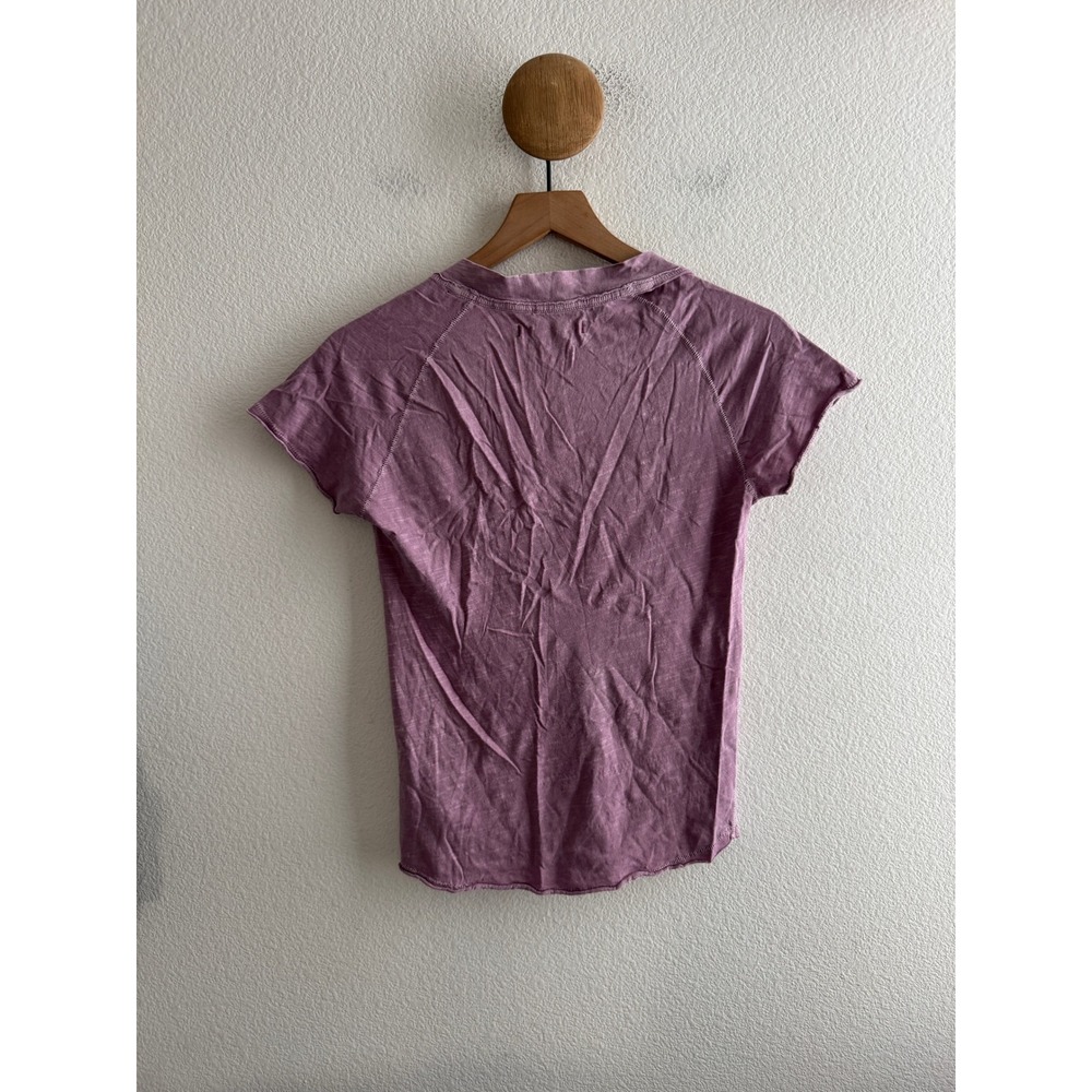 We The Free People Purple Cotton V-Neck Tshirt Small - Picture 4 of 8